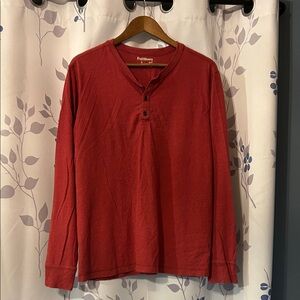 Ruff Hewn Men's Long Sleeve Henley Shirt - Deep Red